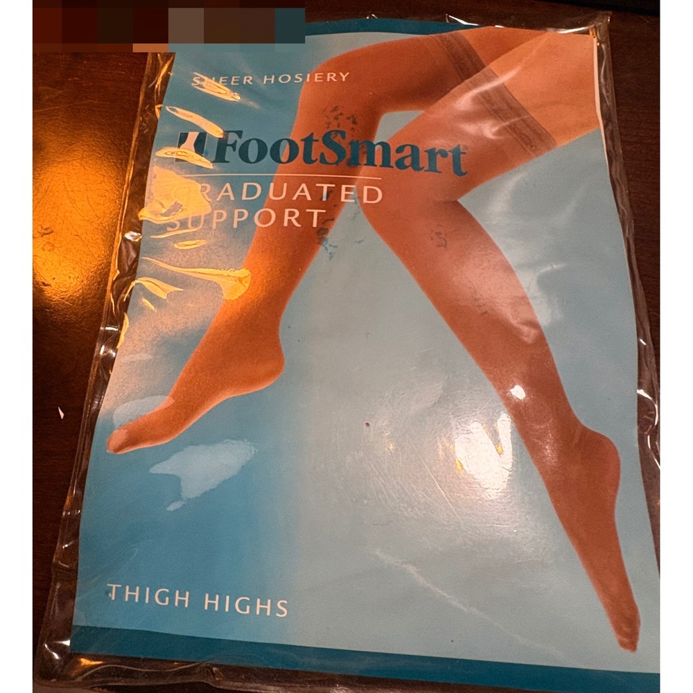 FootSmart Thigh Highs Women XL Beige Like New Graduated Support 20-30mmHg